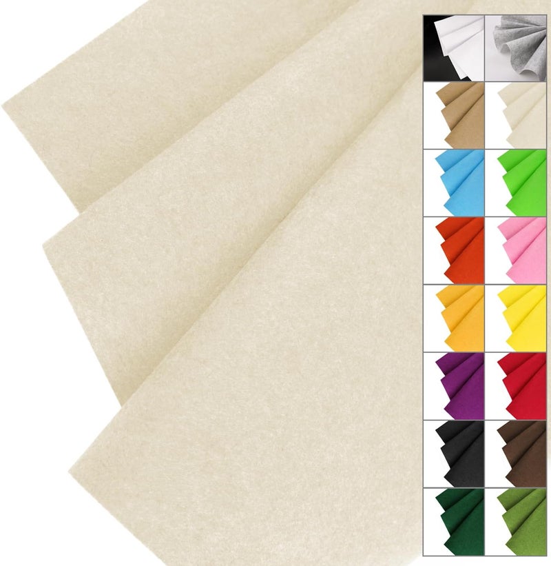 IONTACH Ivory Felt Fabric 36" x 36" (1 Square Yard), Stiff 1.2mm Thick Felt Square for Crafts Sewing DIY Art Project Liner Decorations - Image 1
